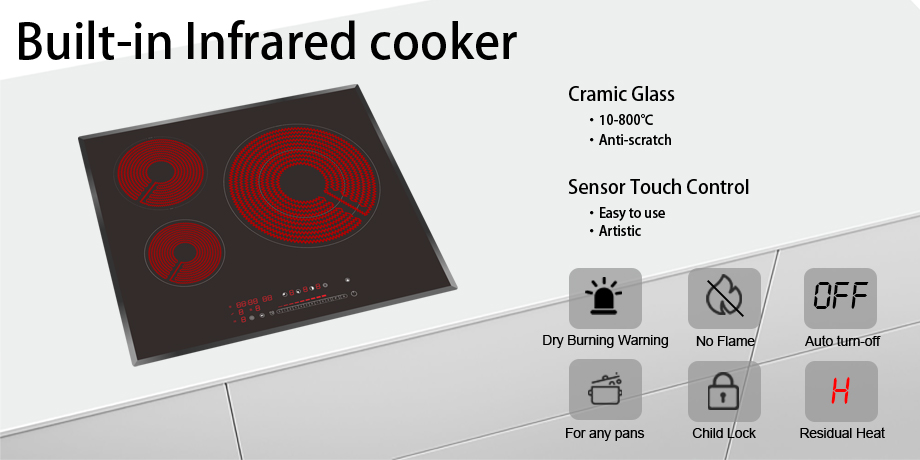 3 Zones Built-In Ceramic Hob