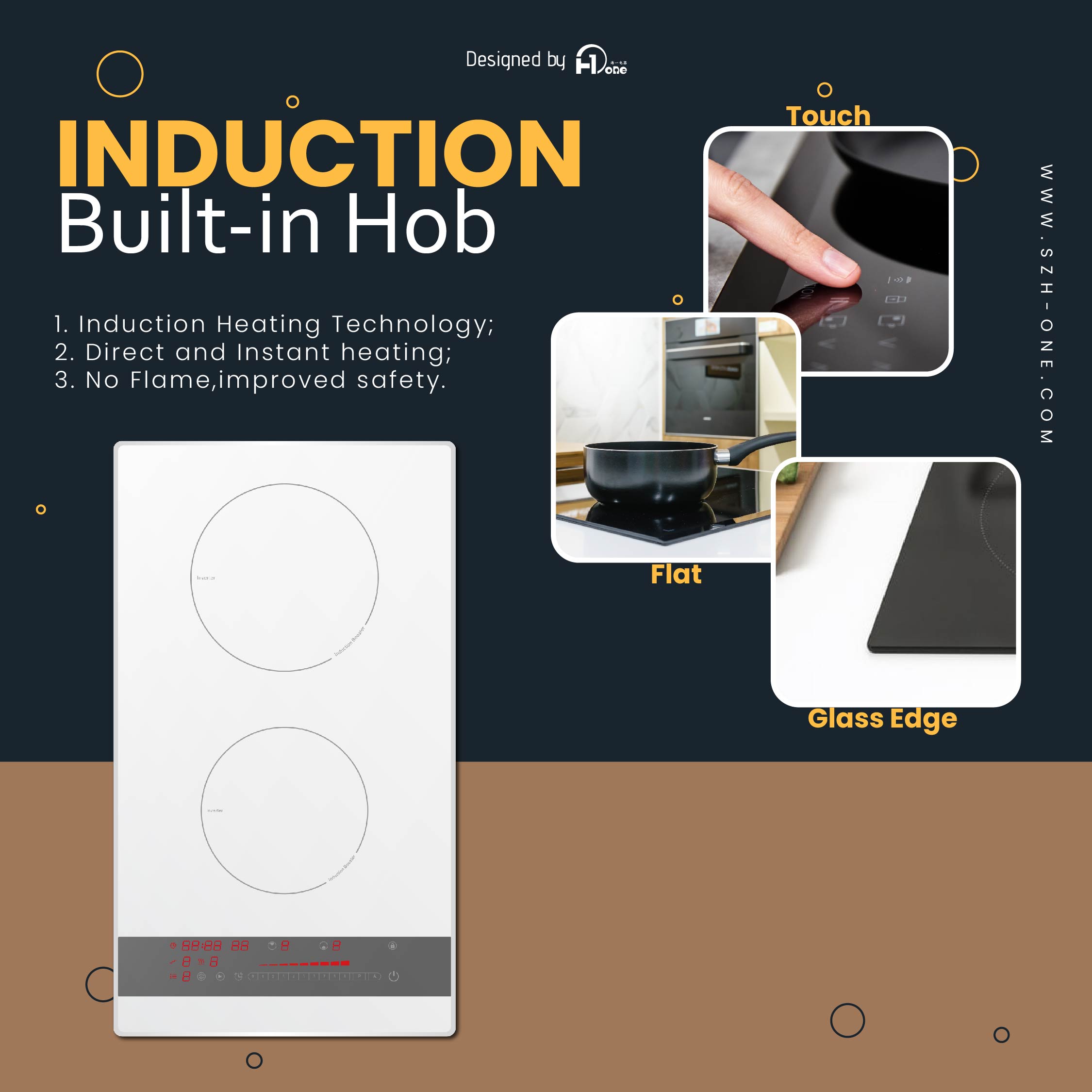 2 Zone 30cm Built-in 2 Burner Induction Cooktop with Ceramic Glass