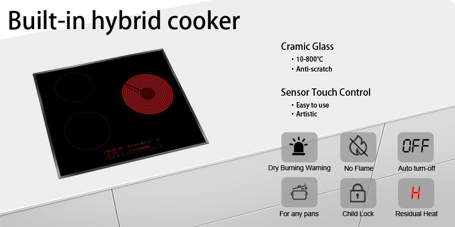 3 Burners Infrared Induction Hob